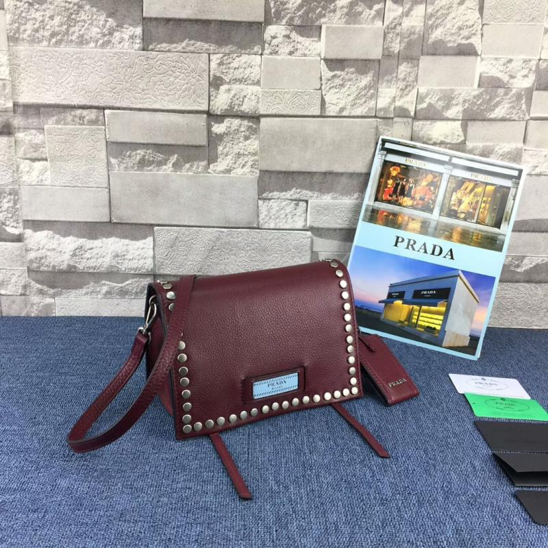 Shop - Prada 1BD082 Calfskin Leather Shoulder Bag In Burgundy -  Fashion/Clothing Market - Nigeria