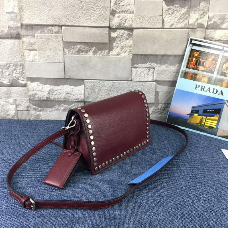 Shop - Prada 1BD082 Calfskin Leather Shoulder Bag In Burgundy -  Fashion/Clothing Market - Nigeria