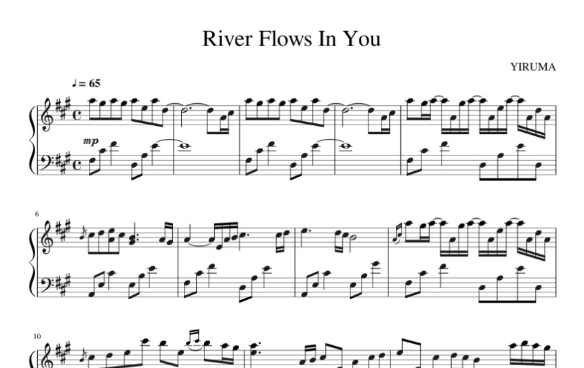 River Flows In You Sheet Music Yiruma Music Score In Pdf And Mp3 Music Radio Nigeria