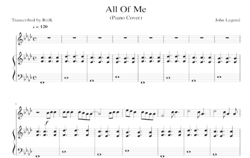 piano notes for all of me