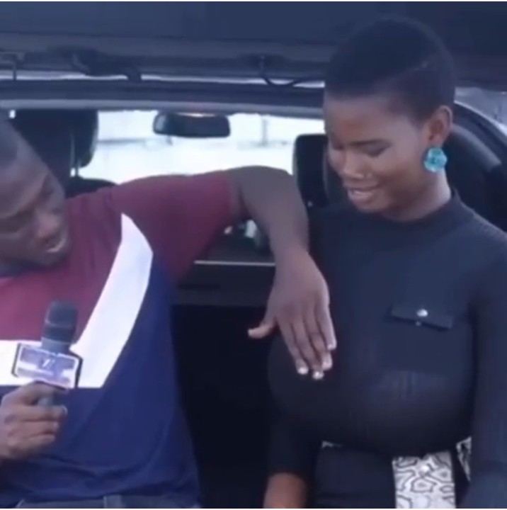 Big boobs model, Pamela Odame allows interviewer to touch her boobs, says  she can last for 10 rounds and 2 hours during sex (video)