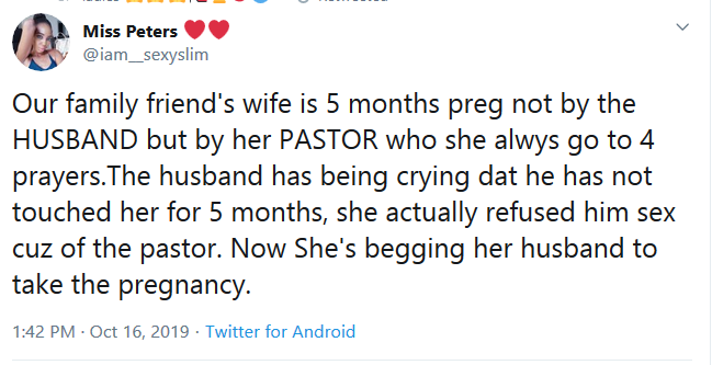 Wife Allegedly Got Pregnant By Her Pastor Now This Happened To Her Husband Religion Nigeria 