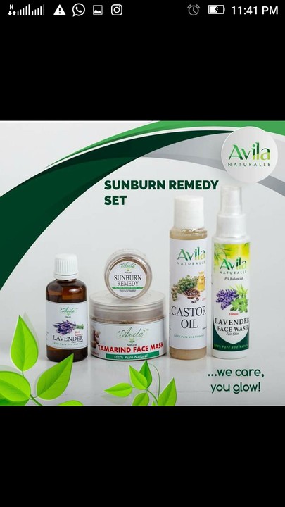 AVILA Organic Essiential OIL - Avila Sun Burn Remedy Set👌 . The best  natural skincare product to clear sunburn off that beautiful face of  yours.. 💯 . The best way to use