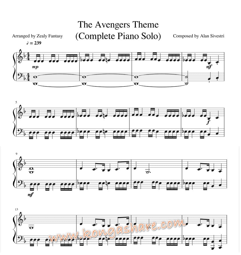 Download Avengers Theme Piano Sheet Music By Alan Silvestri In Pdf - Music/Radio  - Nigeria