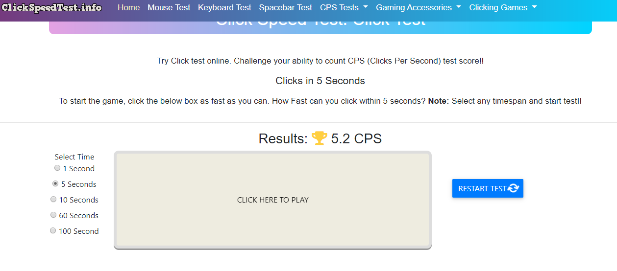 Click Speed Test - Improve Click Per Second with CPS Test