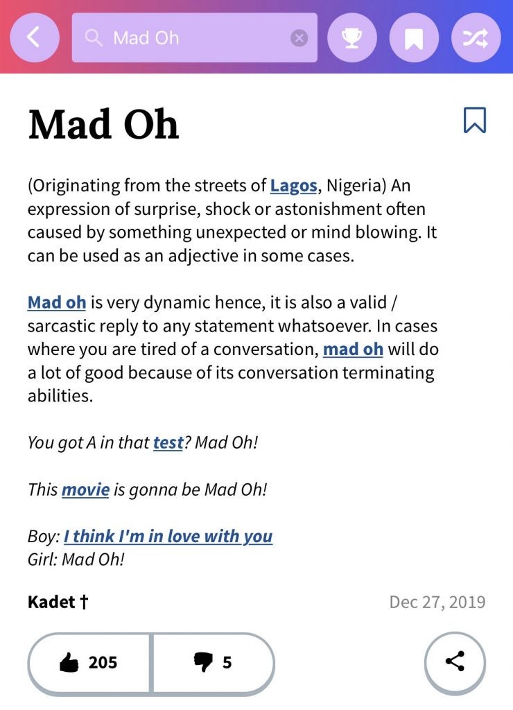 Nigerian Slang 'mad Oh' Now In Urban Dictionary (check Out The Meaning) -  Celebrities - Nigeria