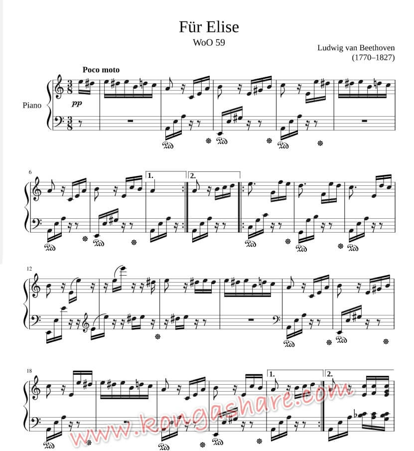 Download Fur Elise Music Sheet (ludwig Van Beethoven Music Score) In PDF  And MP3 - Music/Radio - Nigeria