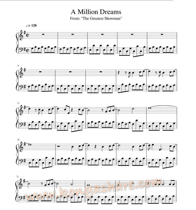 Roblox Piano Sheets A Million Dreams