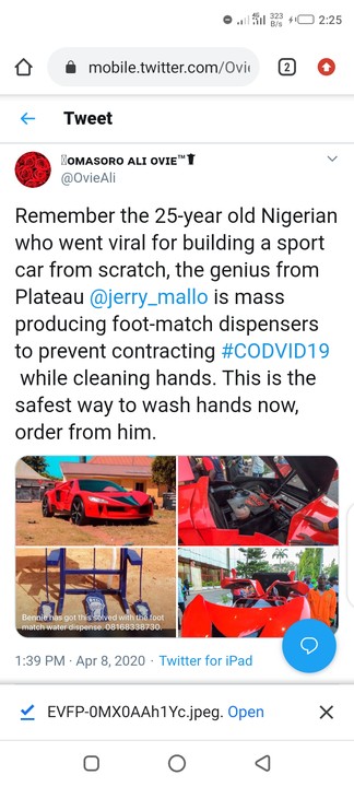 COVID -19 :Jerry Mallo Foot-match Dispensers for Hand Washing - Politics -  Nigeria