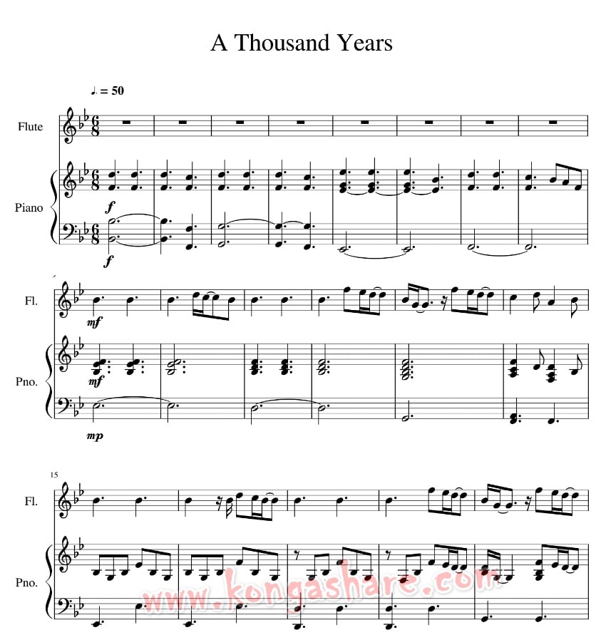 Download A Thousand Years Piano Sheet Music In PDF & MP3 - Music/Radio -  Nigeria