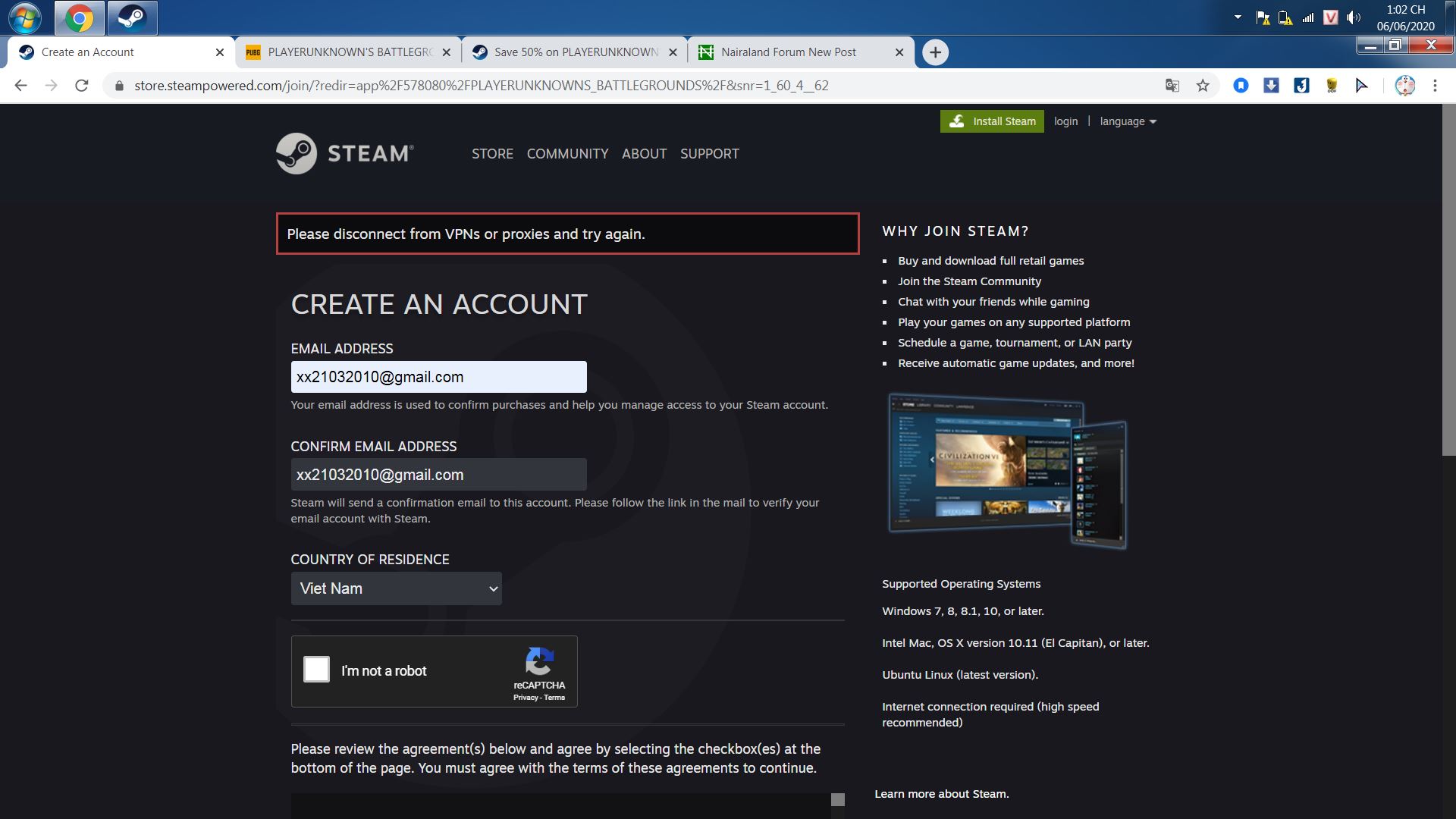 Help!!!!. I Can't Create Steam Account - Gaming - Nigeria