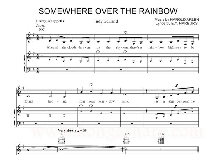 Download Somewhere Over The Rainbow Sheet Music In PDF & MP3 - Music/Radio  - Nigeria