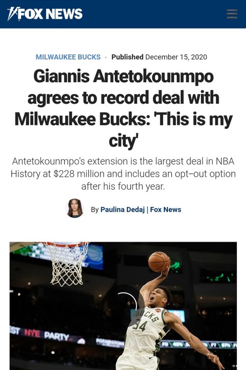 NBA MVP Giannis Antetokounmpo agrees to reported $228m extension with Bucks, Milwaukee Bucks