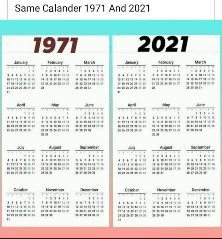 We Are Using 1971 Calendar In 2021 Check It Out Education Nigeria