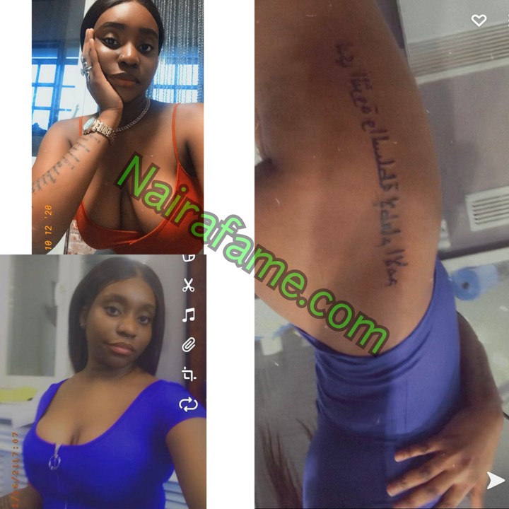Lady Shows Off The Arabic Tattoo On Her Thigh PHOT