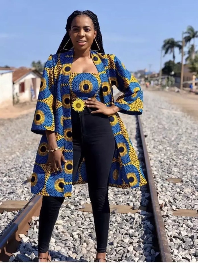 Ankara kimono jacket with skirt