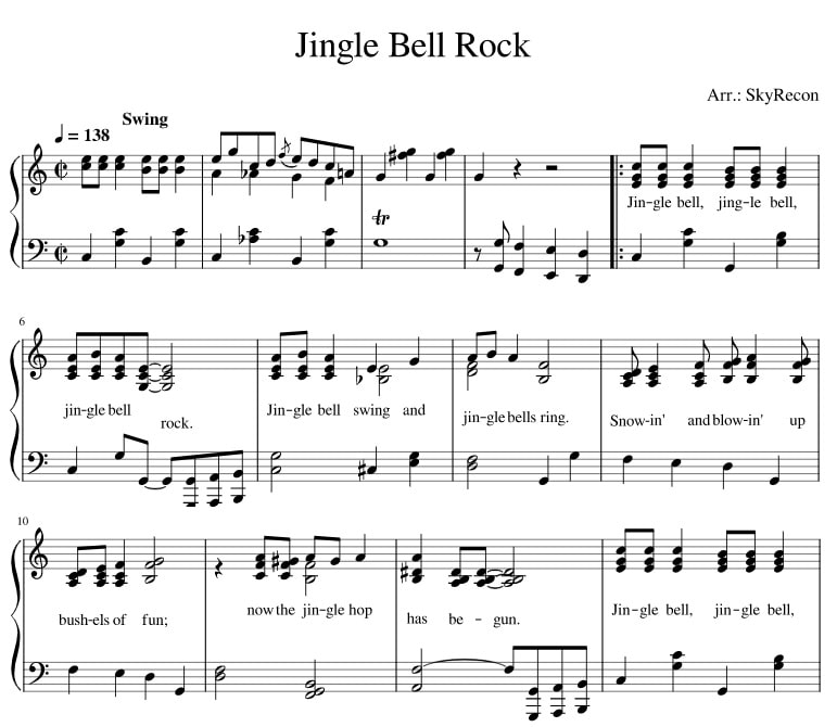 Jingle Bell Rock Piano Sheet Music (lyrics) In PDF/MIDI - Music/Radio -  Nigeria