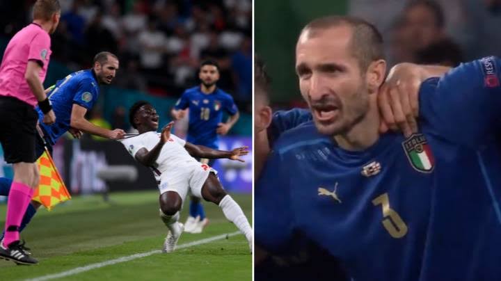 Euro final 2020: England vs Italy, Giorgio Chiellini, Bukayo Saka, tackle,  video, highlights