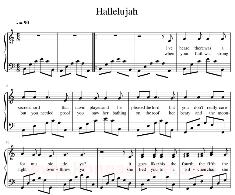 Get Free Hallelujah "Leonard Cohen" Piano Sheet Music In PDF & MP3 -  Music/Radio - Nigeria