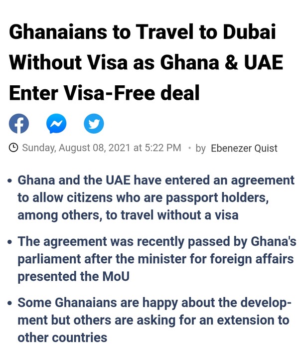 Ghanaians To Travel To Dubai Without Visa As Ghana & UAE Enter Visa-free  Deal - Travel - Nigeria