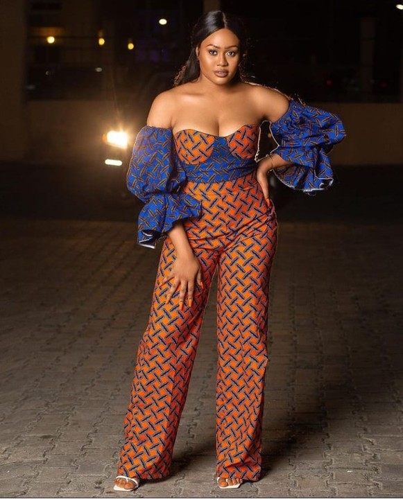 Off shoulder best sale ankara jumpsuit