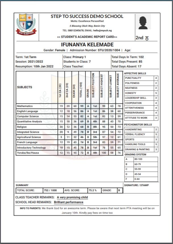 FREE Pupils/students Result Management Software For Schools Mysch.ng