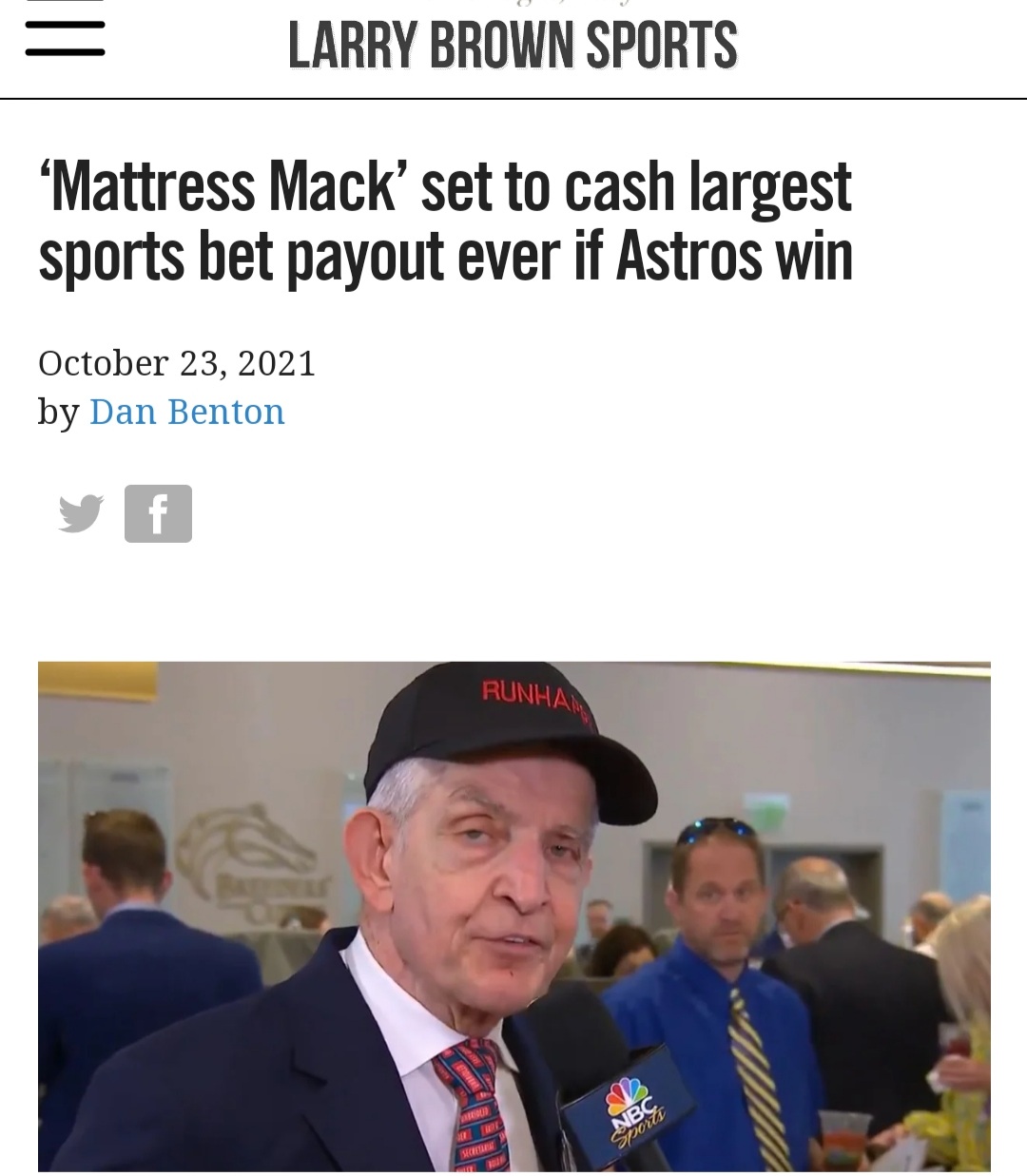 Mattress Mack' set to cash largest sports bet payout ever if