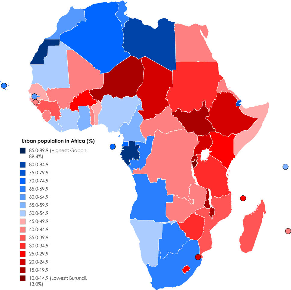 Какая плотность населения в африке. Карта Африки с населением стран. Урбанизация населения Северной Африки. Уровень урбанизации в странах Африки. Карта урбанизации Африки.