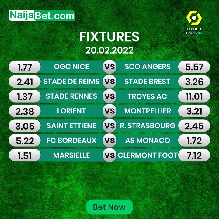 Ligue 1 fixtures