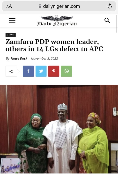 Zamfara Pdp Women Leader Others In 14 Lgs Defect To Apc Politics Nigeria