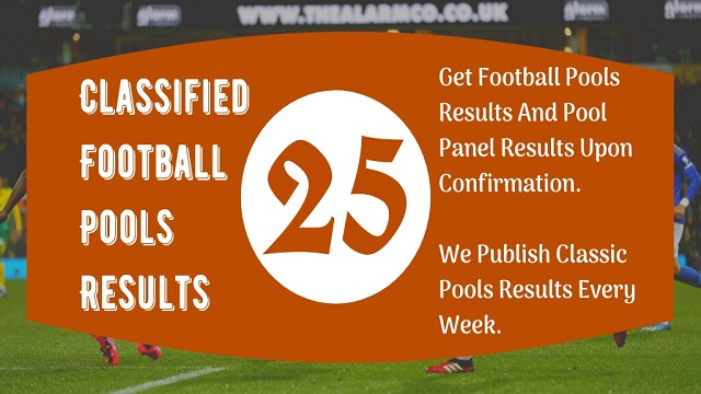 Classified football store pools results