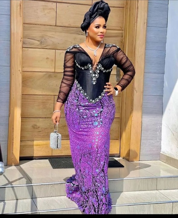 Stylish Purple Corset Gown for African Wedding