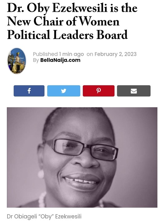 Oby Ezekwesili Appointed As The New Chair Of Women Political Leaders Board Politics Nigeria 7469
