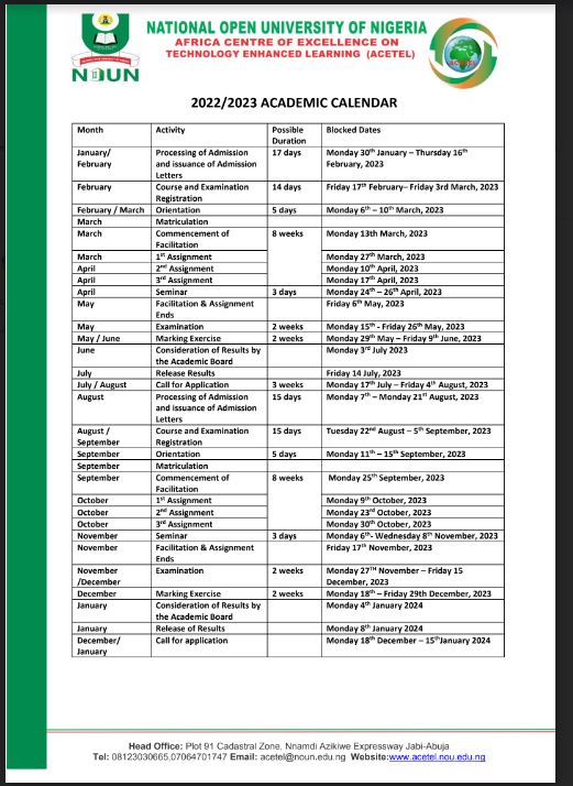 National Open University Of Nigeria (NOUN) Students Education (1500