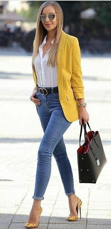 Mustard hotsell blazer outfit