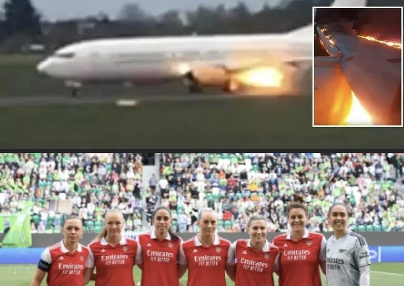 Plane Carrying Arsenal Women's Team Catches Fire On Runway Before