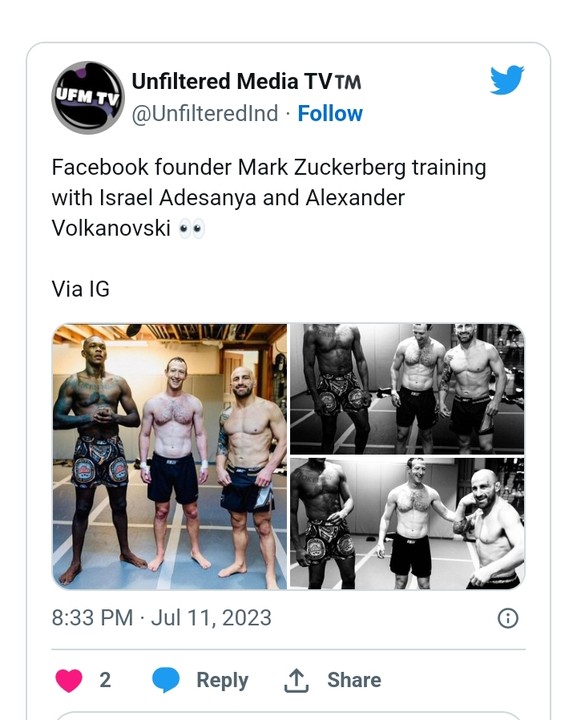 UFC: Mark Zuckerberg looks ripped after training session with two of the  UFC's biggest legends