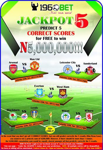 Predict 5 Correct Scores For Free To Win #5,000,000 Simply Predict