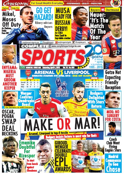 Read Complete Sport Newspaper For Free...updated Daily - Sports - Nigeria