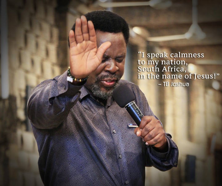 Tb Joshua Prays For Calmness In South Africa Notoxenophobia Religion Nigeria