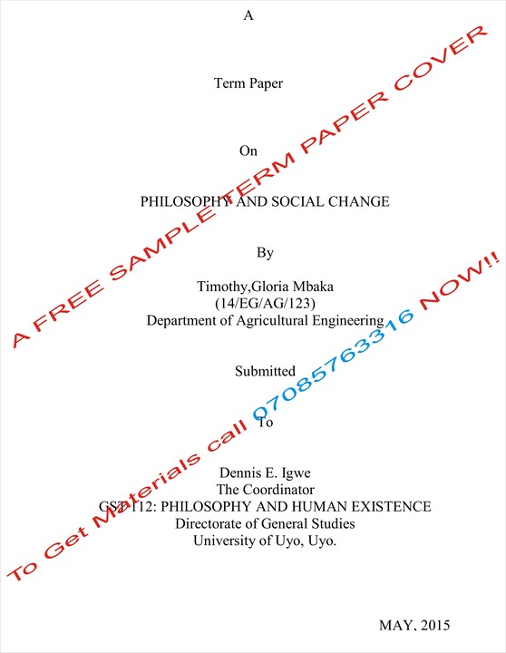 cover page sample for term paper