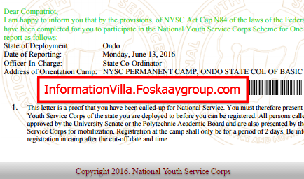 Nysc Update Picture Nysc Batch A Stream 2 Call Up Letter Is Out Print Now Nysc Nigeria