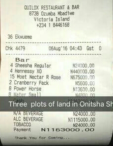 Man Spends N5million On Drinks In A Lagos Club (see Receipt). - Food -  Nigeria