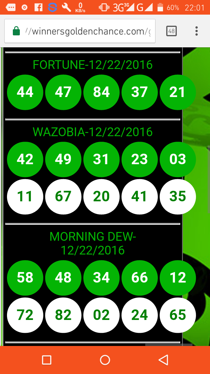 golden chance lotto winning result