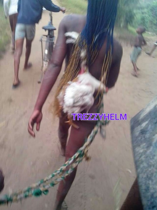 Lady Who Stole Fowl In Cross River Paraded Unclad By Yout