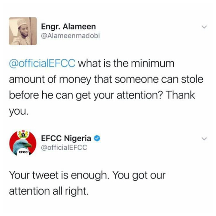 EFCC Replies Twitter User Who Said They Tweet Like Kids ...