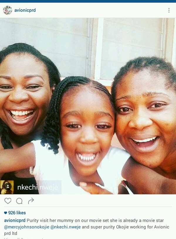 Mercy Johnson S Daughter Purity Visits Her On Set Takes Selfies With Co Actors Celebrities