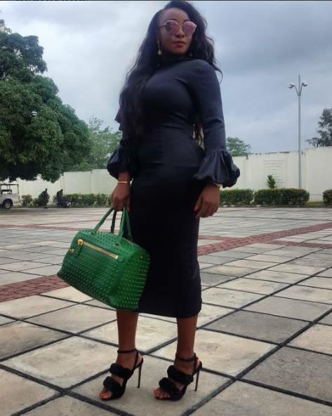 Nollywood Actress Ini Edo Flaunts Her Voluptuous Curves Into Tight Black Dress Celebrities