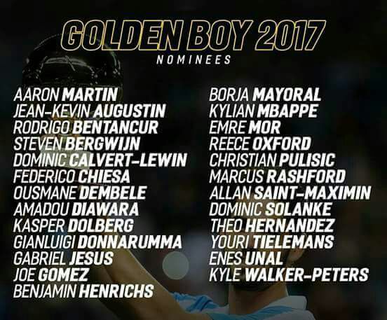 Check The List Of Golden Boy Nominees Award With Pictures Sports Nigeria