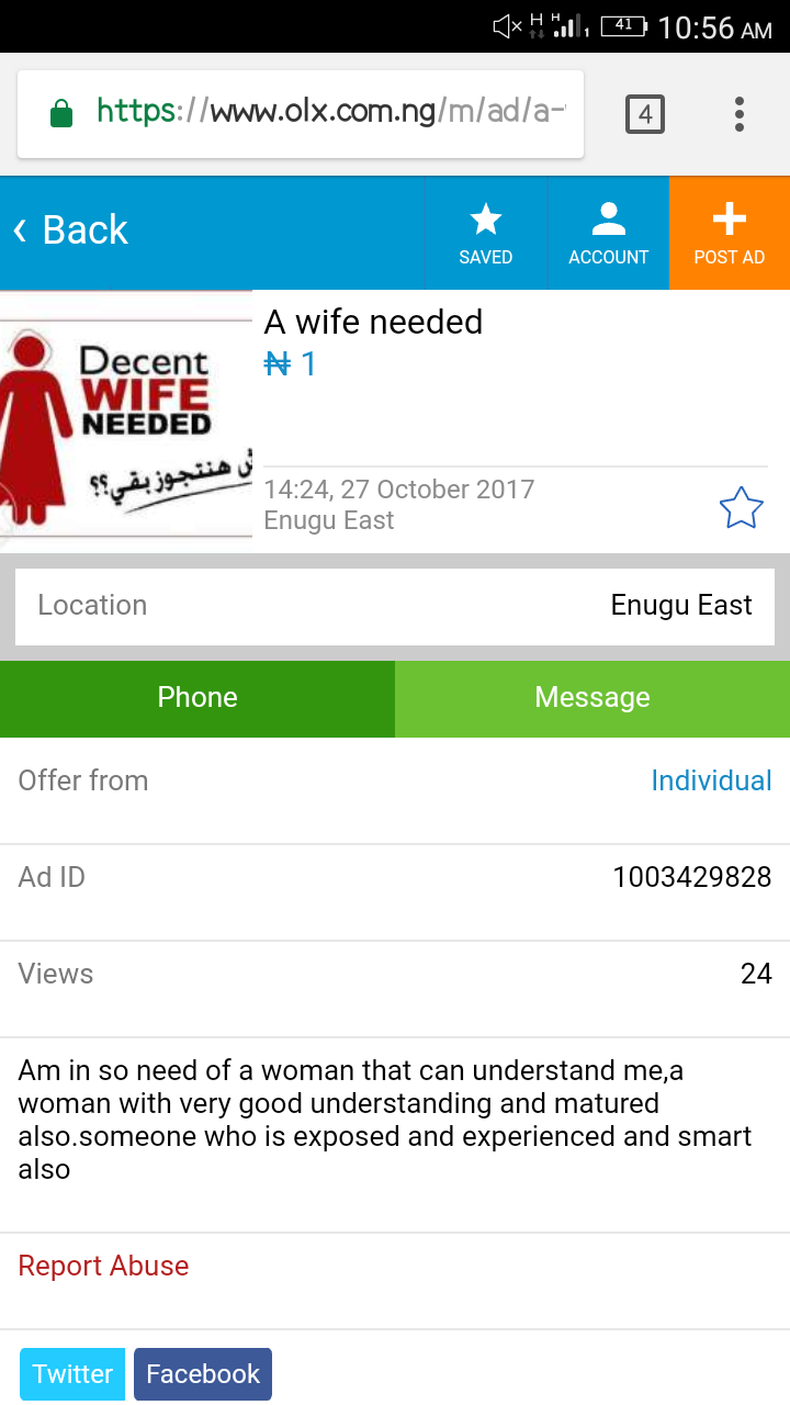 Man Advertises Vacancy For A Decent Wife On OLX - Romance pic